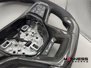 Ford Bronco Custom Steering Wheel - Carbon Fiber - Round Top - Black Stitching - Perforated Leather